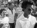 Photo of high school freshman Elizabeth Eckford,... one of the 'Little Rock Nine' who braved a jeering crowd, September 4, 1957. (Photo by and courtesy of Will Counts and the Arkansas Democrat-Gazet