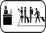 Graphic of travelers waiting in line for CBP inspection