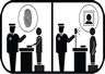 Graphic of officer taking fingerprints.