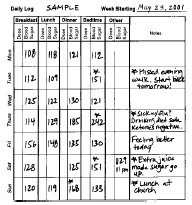 Image of a sample daily log sheet.