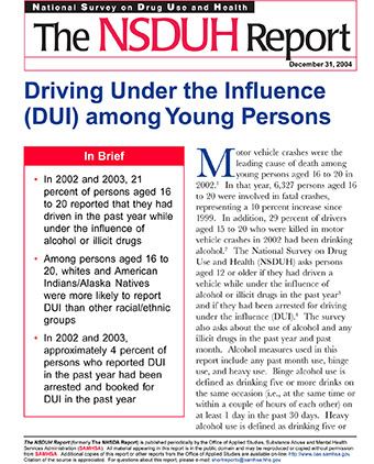 Driving Under the Influence (DUI) among Young Persons
