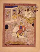 A scene from the Persian classical author Firdawsi's Shahnamah (Book of kings).