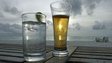 Beer and lemonade on a beachside table