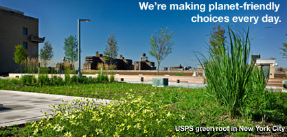 Check out how we're making planet-friendly choices every day. Picture of USPS green roof in New York City.