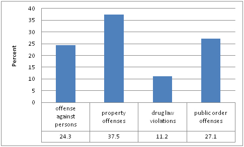 Percent of Juvenile Court Involvement Charges by Type for Youth Between the Ages of 12 and 17 in 2008