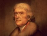 Th. Jefferson, photomechanical print, created/published [between 1890 and 1940(?)]. Library of Congress.  This print is a reproduction of the 1805 Rembrandt Peale painting of Thomas Jefferson held by