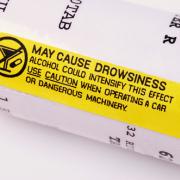 warning label on medication advising against drinking alcohol