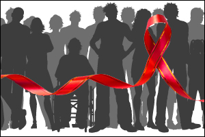 image of people enclosed in a red ribbon