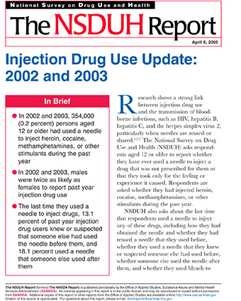 Injection Drug Use Update: 2002 and 2003