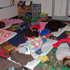 In this photo provided by Sharon Webb, principal of Miami-Yoder School, students sleep on the floor at the school on Wednesday, Feb. 25, 2013, in Yoder, Colo.  About 60 students were forced to spend the night at the school after snow drifts closed roads in the area. The students went home later Wednesday after the roads were cleared. (AP Photo/Sharon Webb)