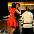 In this publicity photo released by Bravo, judge Padma Lakshmi, left, embraces "Top Chef: Seattle" winner Kristen Kish, center, while contestant Brooke Williamson looks on during the show's finale that aired Wednesdays, Feb. 27, 2013. The 28-year-old chef de cuisine at Boston restaurant Stir was crowned champion of the Bravo cooking competition Wednesday after facing off against Williamson, the 34-year-old co-executive chef of Los Angeles restaurants Hudson House and The Tripel. (AP Photo/Bravo, David Moir)