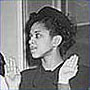 Phyllis Mae Dailey taking oath as a Navy nurse, 03/08/1945