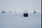 russian commercial pollock fishery fleet in the bering sea