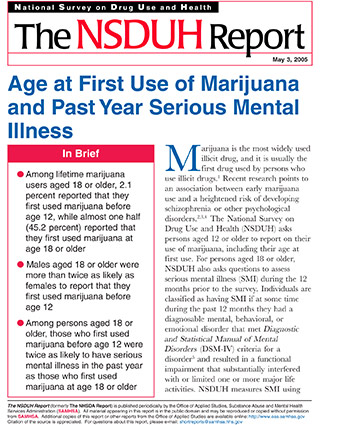 Age at First Use of Marijuana and Past Year Serious Mental Illness