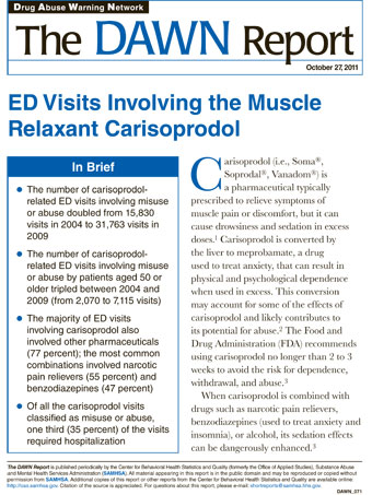 Emergency Department (ED) Visits Involving the Muscle Relaxant Carisoprodol