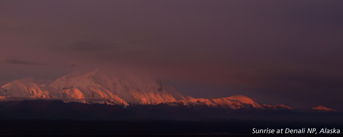 Webcam image of sunrise in Denali NP, Alaska