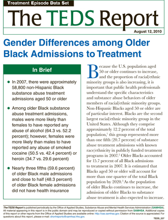 Gender Differences among Older Black Admissions to Treatment