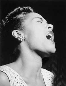 Portrait of Billie Holiday, Downbeat, New York, N.Y., ca. Feb. 1947. Photograph by William P. Gottlieb.