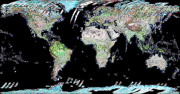 A composite image of Landsat tracks from 2001