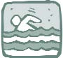 Clip art of a person swimming in choppy water.