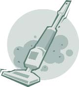 Clip art of a vacuum cleaner.