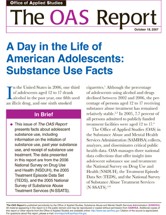 A Day in the Life of American Adolescents: Substance Use Facts