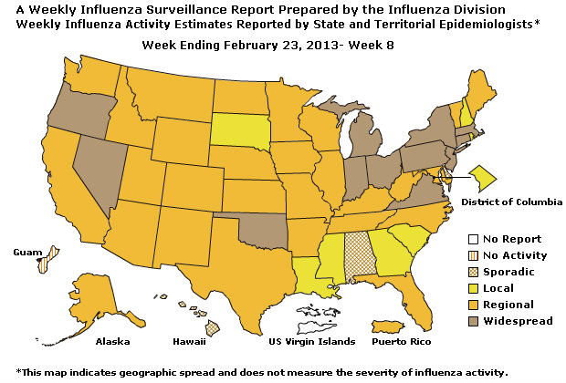 U. S. map for Weekly Influenza 
Activity