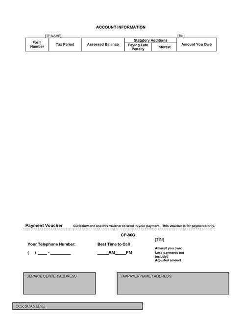 Image of page 3 of a printed IRS CP90C Notice