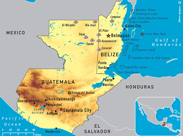 Map 4-05. Guatemala and Belize destination map