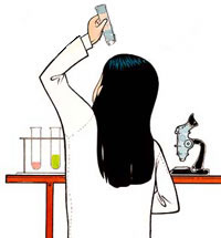 Clara Mente en su laboratorio