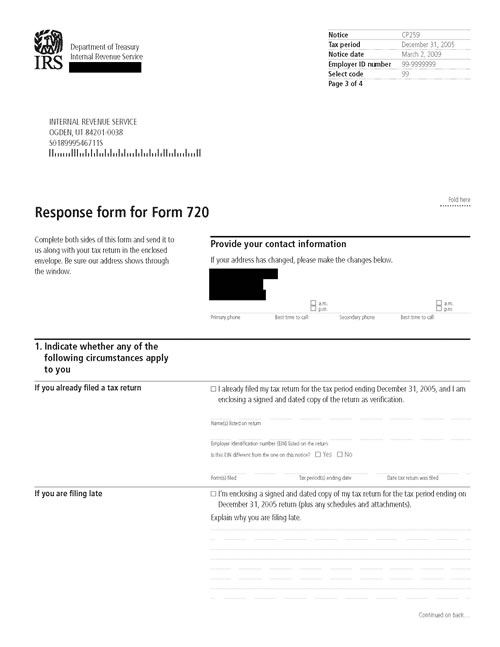 Image of page 3 of a printed IRS CP259 Notice