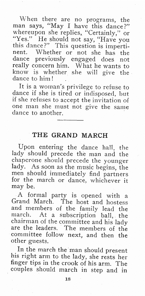 Page 18 of 31, "Tips to dancers," good manners for ball