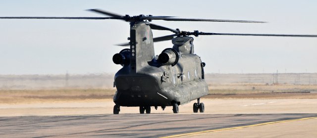 The 4th Combat Aviation Brigade, 4th Infantry Division, received their first CH-47 Chinook helicopters at Butts Army Airfield on Fort Carson, Colo., Jan. 22, 2013. The helicopters are the first to arrive to the new combat aviation brigade.