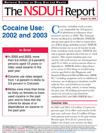 Cocaine Use: 2002 and 2003
