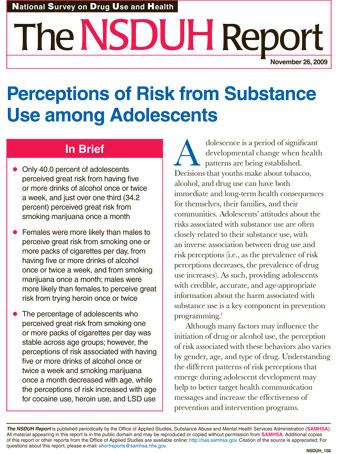 Perceptions of Risk from Substance Use among Adolescents