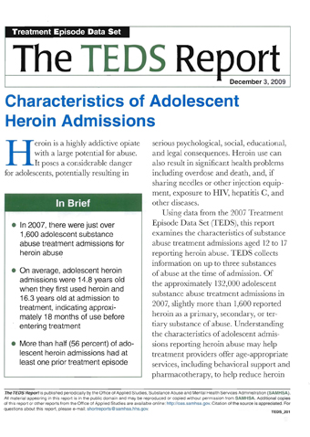 Characteristics of Adolescent Heroin Admissions