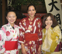 Photo of 3 women wearing kimonos in Osaka.