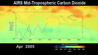 This visualization was requested by Dr. Jack Kaye (NASA/HQ).  It is the same data and product as the above visualization, but it is encoded in a faster time sequence.  This visualization was presented at the United Nations Climate Change Conference Copenhagen 2009.