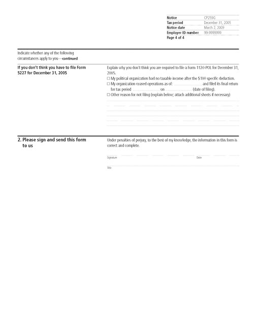 Image of page 4 of a printed IRS CP259G Notice