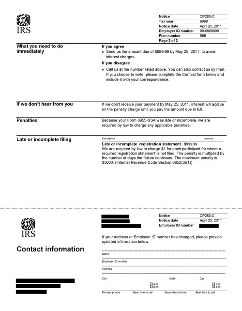 Image of page 2 of a printed IRS CP283C Notice