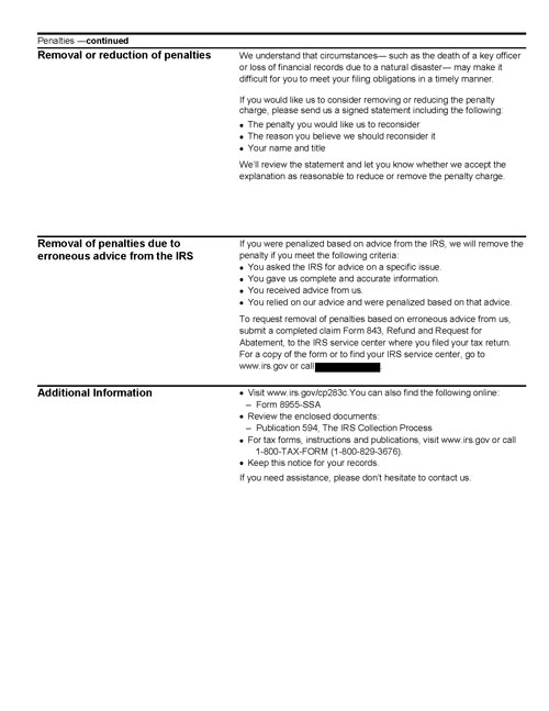 Image of page 3 of a printed IRS CP283C Notice