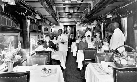 African Americans working in a train dining car