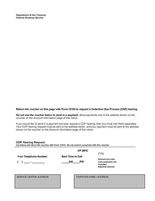 Image of page 1 of a printed IRS CP297C Notice