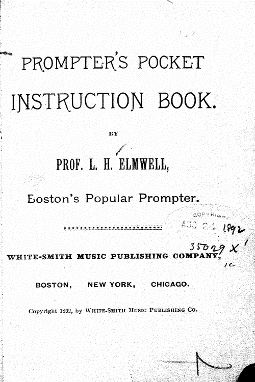 , Prompter's pocket instruction book.
