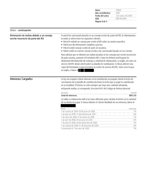 Image of page 4 of a printed IRS CP604 Notice