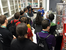 Research scientist Michael Johansen describes dust mitigation technology to Society of Physics students