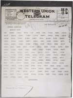 Photostat of Zimmermann Telegram, as received by the German Ambassador to Mexico, January 19, 1917