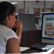 Student looking at computer