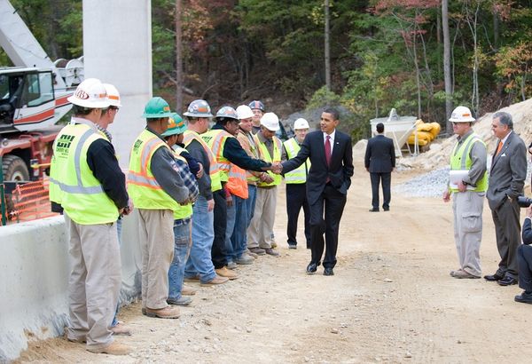 President Obama at a road project in Virginia