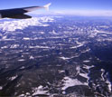 Boulder Creek and the Rocky Mountains seen from the airplane.